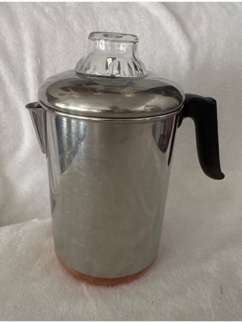 Revere Ware Copper Clad Stainless Steel 8-Cup Percolator Coffee Pot With Glass K